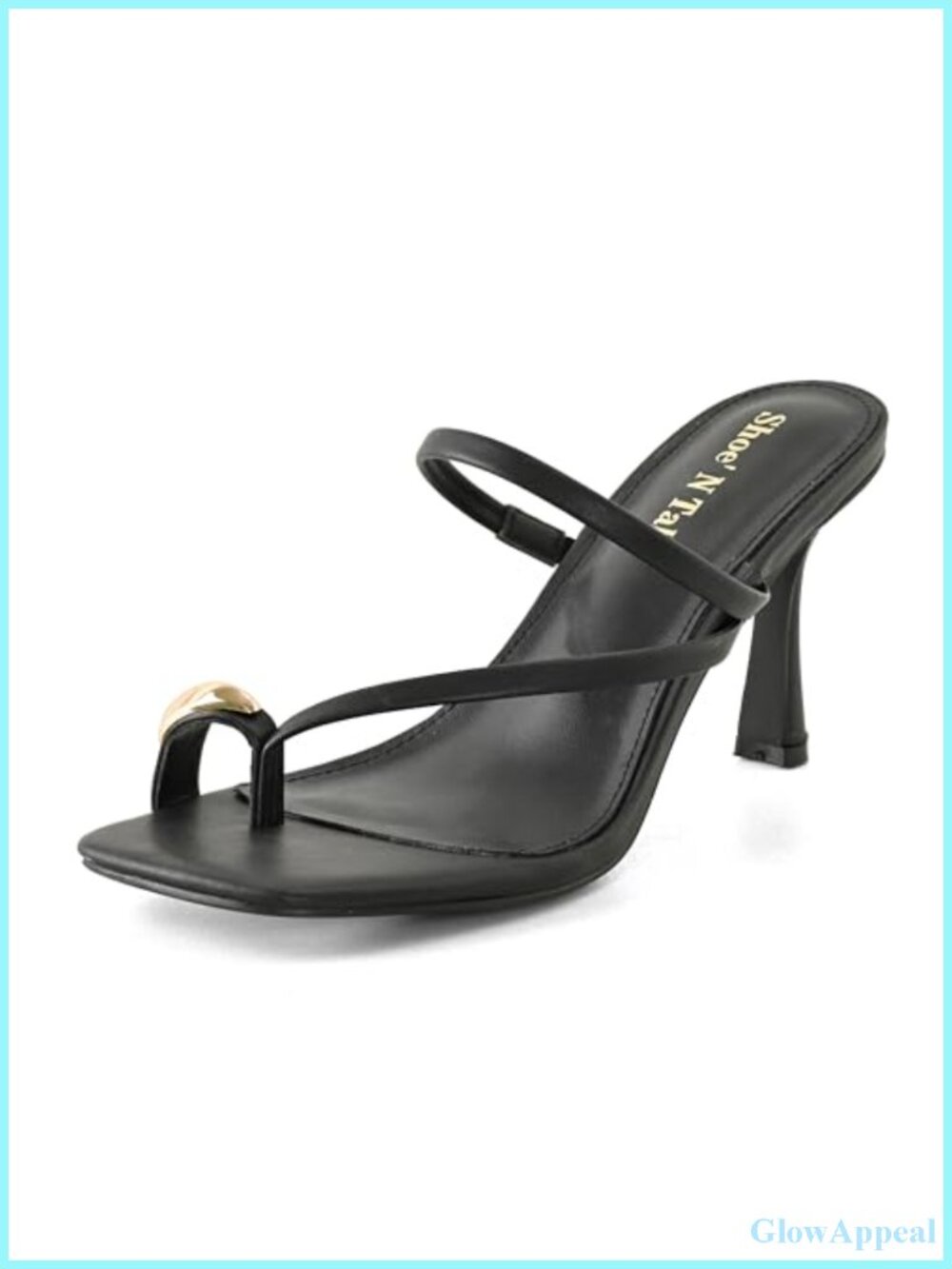 Women's Faux Leather Thong Stiletto Heeled Sandals Square Toe Slip On Mule
